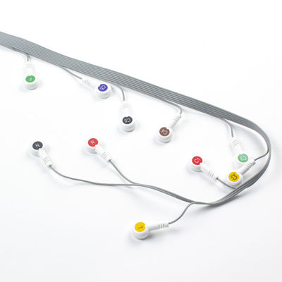 Grau 10 Blei EKG Holter Kabel kompatibel für Edan Biomedizinisches Instrument IEC Snap