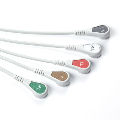 Grau kompatibel IVY 5Lead EKG-Kabel AHA Snap 1m 3,0 Durchmesser