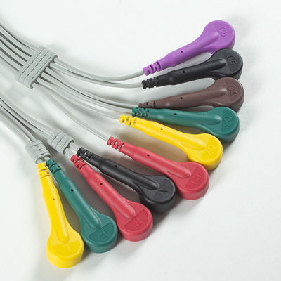 Kompatible Kardioline Touch EKG 10Lead EKG Kabel IEC Snap mit Grau und Orange TPU