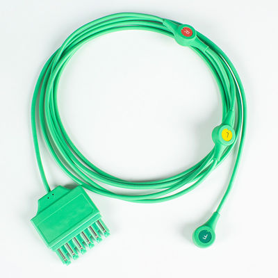 Wiederverwendbare EKG-Kabel Dräger S-iemens Monolead 3-Kanal IEC Snap MS14555 EKG-Kabel