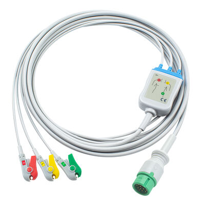 Ecomed ECG Cables and Leadwires 12pin Connector ECG Cable 3 5 Lead IEC AHA Snap Grabber Clip