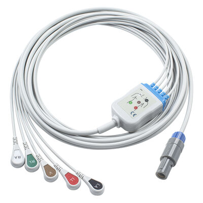 Epsilon Lemo 6-Pin EKG-Kabel und Ableitungen EKG-Kabel 3 5 Ableitungen IEC AHA Druckknopf-Clip