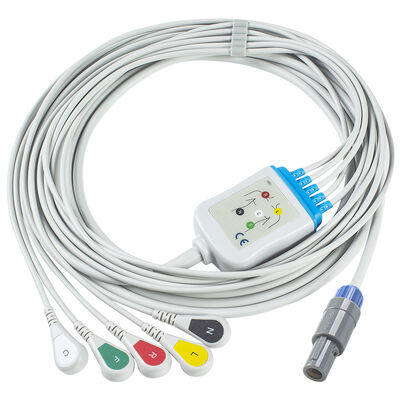 Epsilon Lemo 6-Pin EKG-Kabel und Ableitungen EKG-Kabel 3 5 Ableitungen IEC AHA Druckknopf-Clip