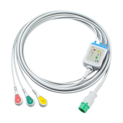 Yonker 12Pin E12 Ein direktes EKG-Kabel EKG-Kabel und Bleiwires 3Lead AHA IEC