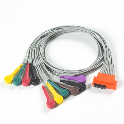 Kompatibles Cardioline TouchECG HD+ 10-Ableitungs-Holter-EKG-Kabel aus TPU-Material und IEC-Farbcodierung