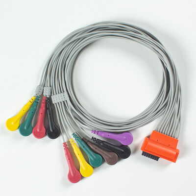 Kompatibles Cardioline TouchECG HD+ 10-Ableitungs-Holter-EKG-Kabel aus TPU-Material und IEC-Farbcodierung
