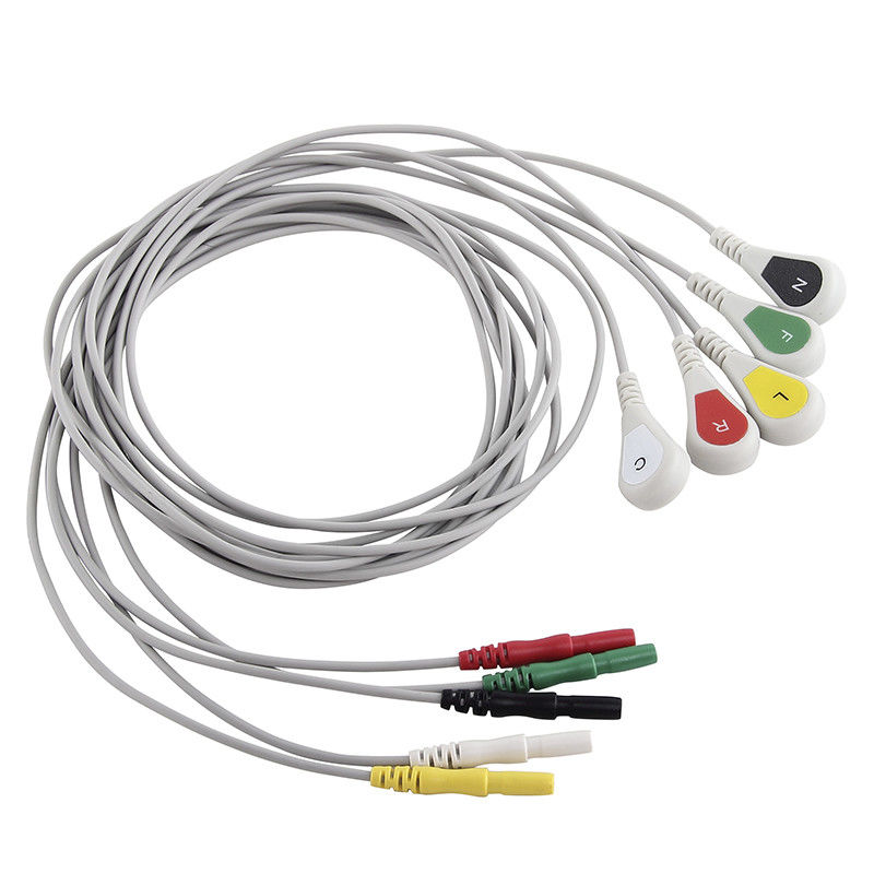 Der medizinische 5 Führungs-Verschluss Ecg verkabeln Kabel und Leitungsdraht des Lärm-1,5 AAMI 6pin Holter ECG für Holer-Recorder
