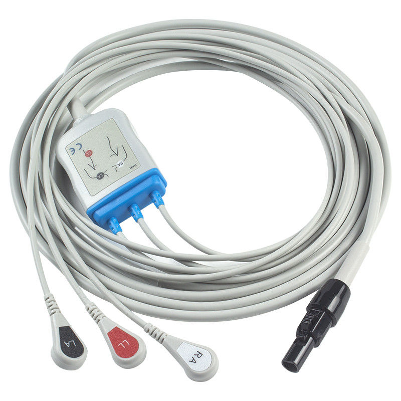 Kontron 125 128 Kabel-und Pin Connectors ECG der Leitungsdraht-3Lead AHA des Verschluss-7 Kabel VSM510 ECG