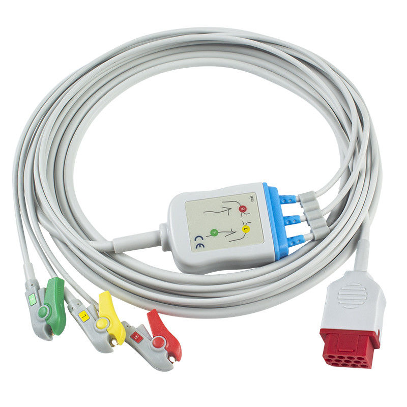 Neue BM3 BM5 ECG Kabel und Leitungsdrähte 12 Pin Connector ECG Bionet verkabeln 3 Führung Iec-Grabscher-Clip