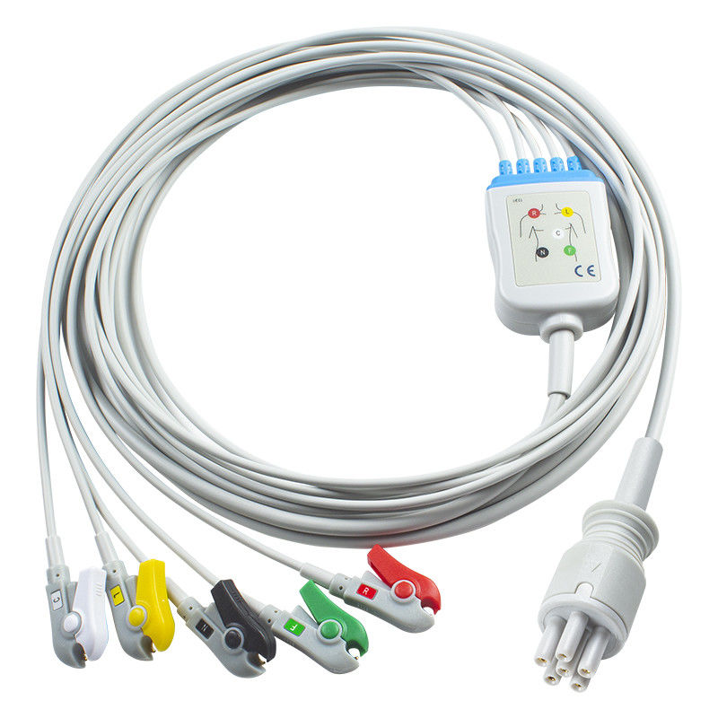 Für Omron > Colin Kompatibles EKG-Kabel mit direktem Anschluss und Leitungen 5Lead IEC Grabber