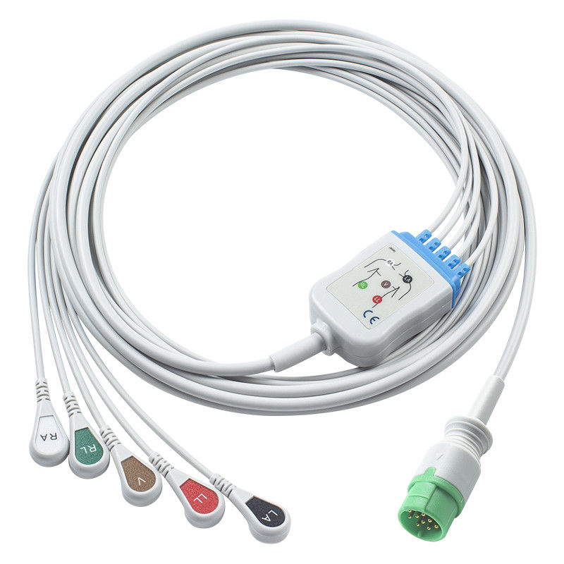 Fukuda Denshi Kompatibles EKG-Kabel mit direktem Anschluss - CI-700E-5 5Lead AHA Snap