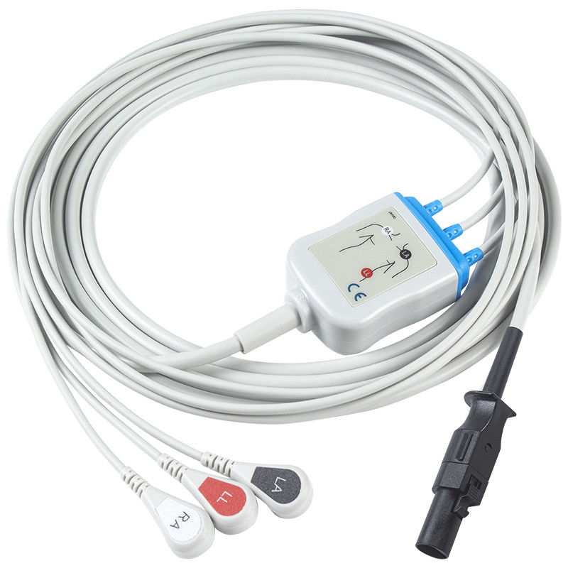 Für Welch Allyn kompatibel Aha Iec Ecg Kabel 008-0880-00 3 Lead Aha Snap