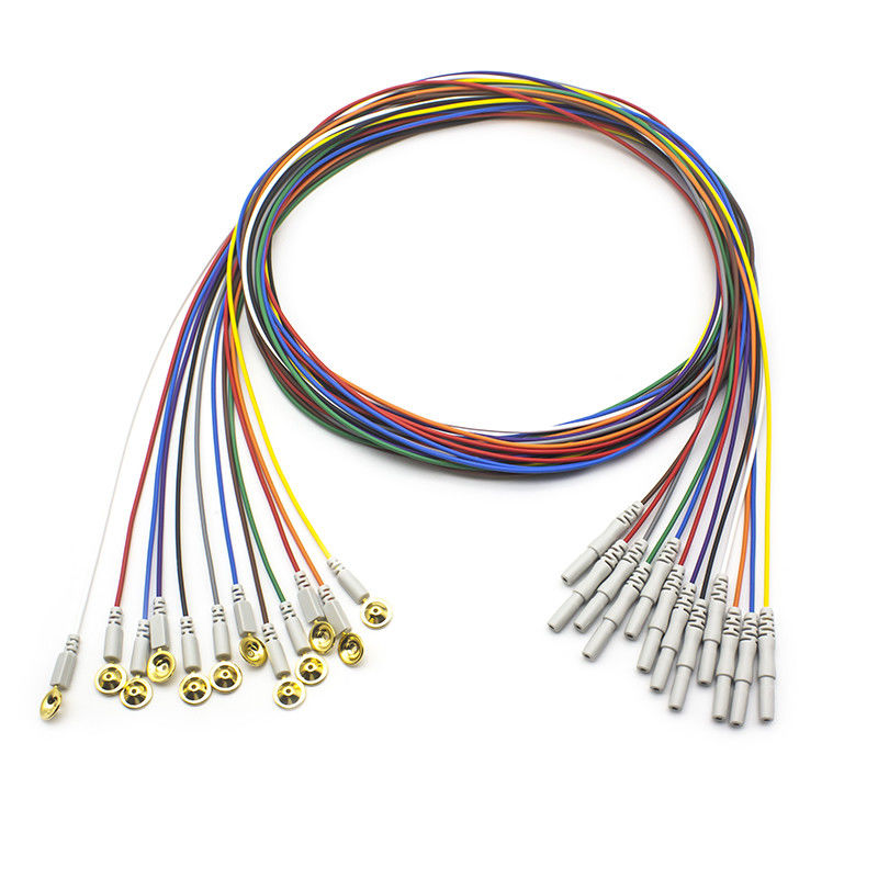 EEG-Elektroden Din 1,5 mit Gold beschichtet Farbige EEG-Leadwires Elektroden 1,5 Meter 10 Stück pro Satz