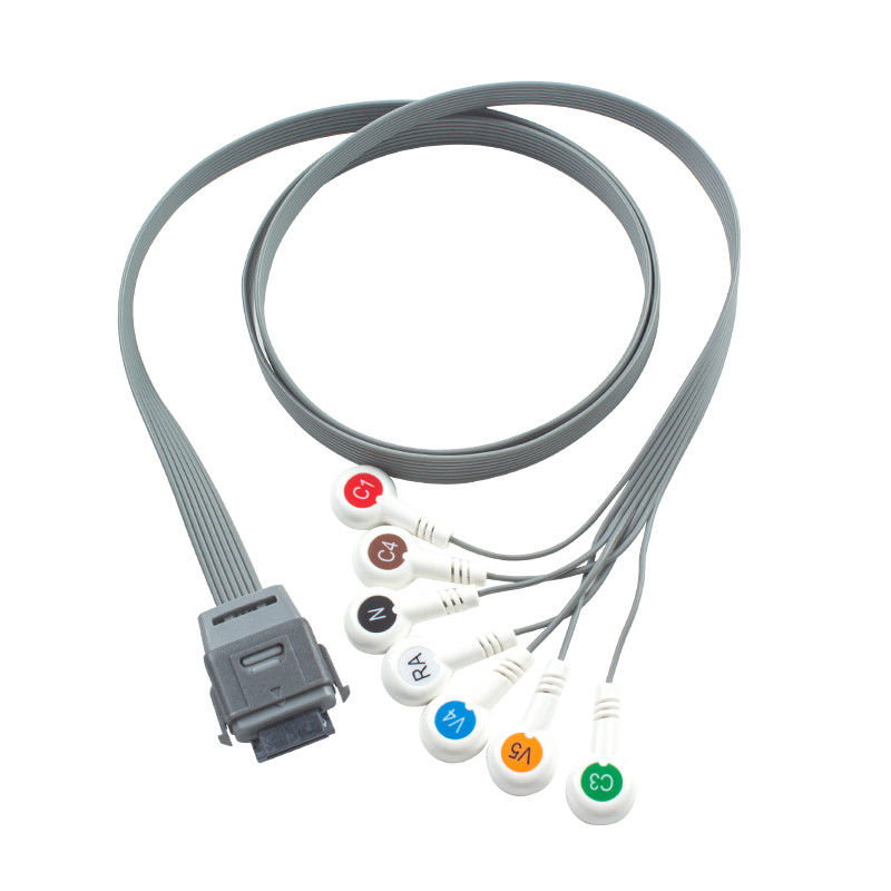 7Lead EKG Holter Kabel TPU Material IEC Snap kompatibel für Edan Biomedizinisches Instrument