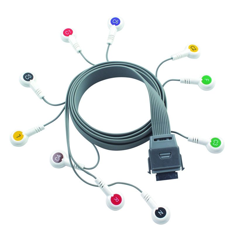 Grau 10 Blei EKG Holter Kabel kompatibel für Edan Biomedizinisches Instrument IEC Snap