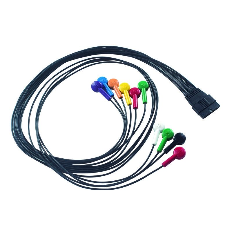 IEC/AHA Farbcodierung Schiller MS-12 Blau kompatibles EKG-Patientenkabel für FT-1400331