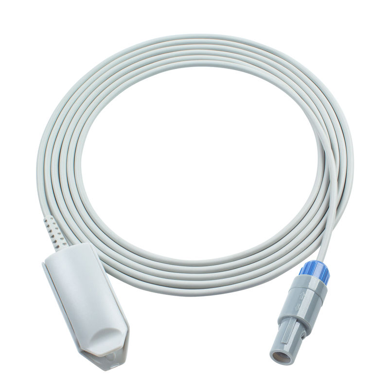 Kompatibles Hwatime-Sauerstoffmonitorkabel SpO2-Testkabel 6Pin für Hwatime H6 H8 H9 3,0M Fingerclip für Erwachsene