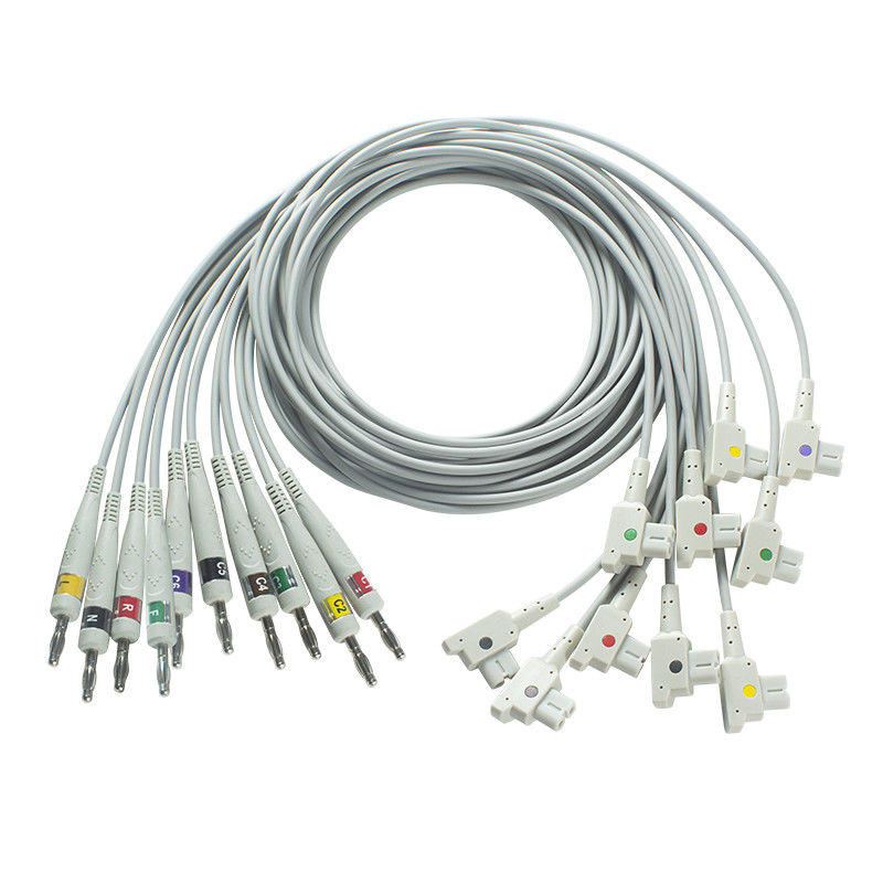 Kompatibles GE EKG-Diagnose-Kabel 10Lead IEC Banana für GE AM4, AM5, CASE 12, CASE 15, CASE 16, CENTRA MAC12