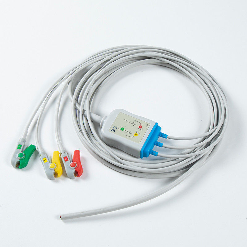 1m 3,0 Durchmesser Halbfertiges EKG-Kabel 3Lead IEC Grabber ohne Stecker mit 24 Monaten Haltbarkeit
