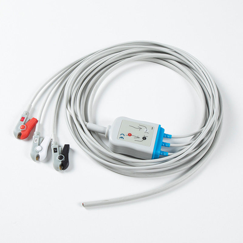 EKG-Teile 3 Blei AHA Grabber EKG-Kabelmontage Langlebig 24 Monate Haltbarkeit