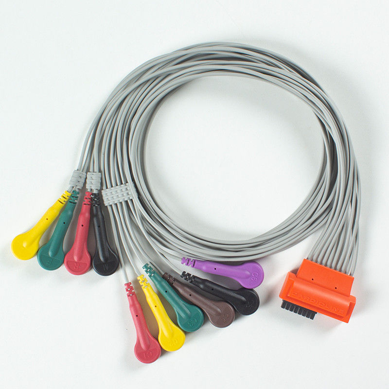 Kompatible Kardioline Touch EKG 10Lead EKG Kabel IEC Snap mit Grau und Orange TPU