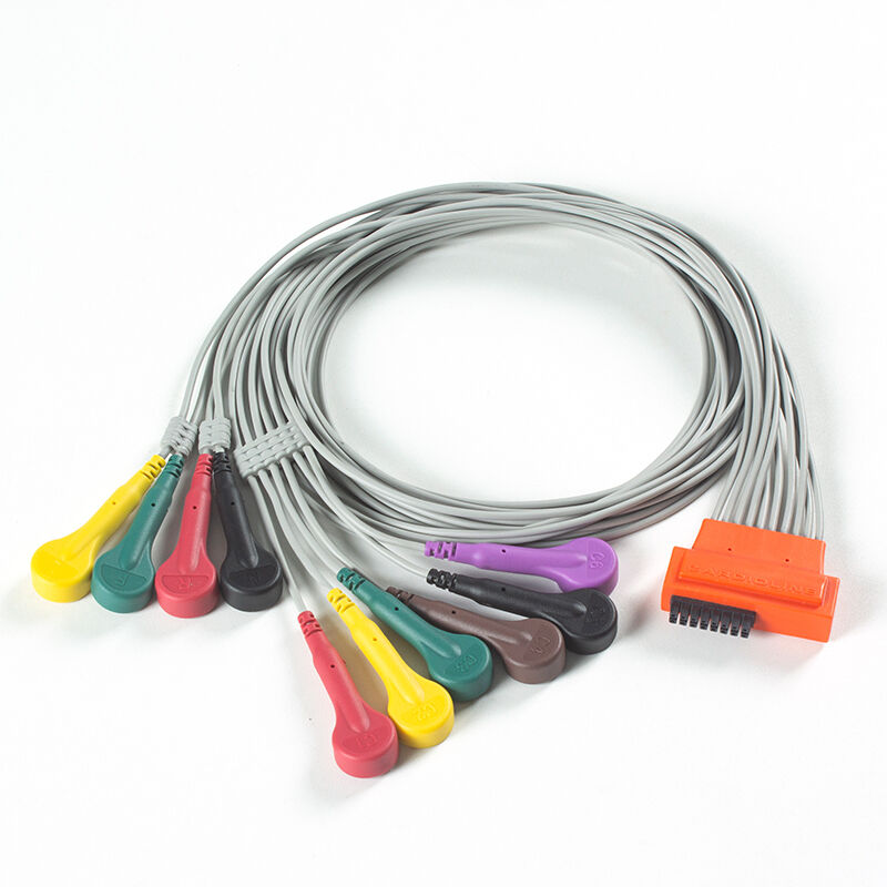 Kompatibles Cardioline TouchECG HD+ 10-Ableitungs-Holter-EKG-Kabel aus TPU-Material und IEC-Farbcodierung