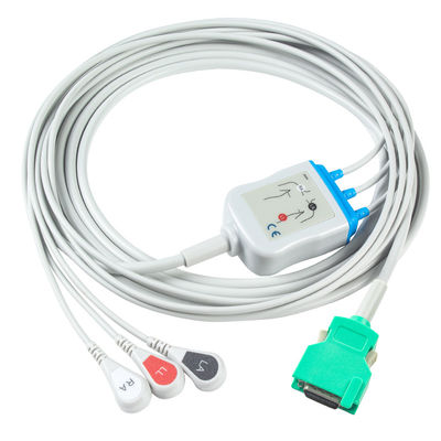 Für Nihon Kohden Kompatibles EKG-Kabel mit direktem Anschluss und Leitungen 3Lead AHA Snap